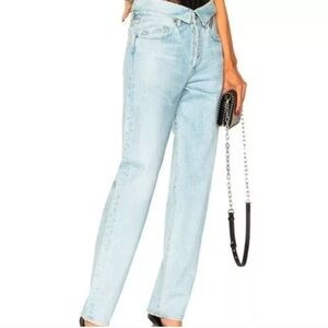 Jean atelier Flip in Sky Fold-over High-rised Straight-leg Jeans  Sz 28‎